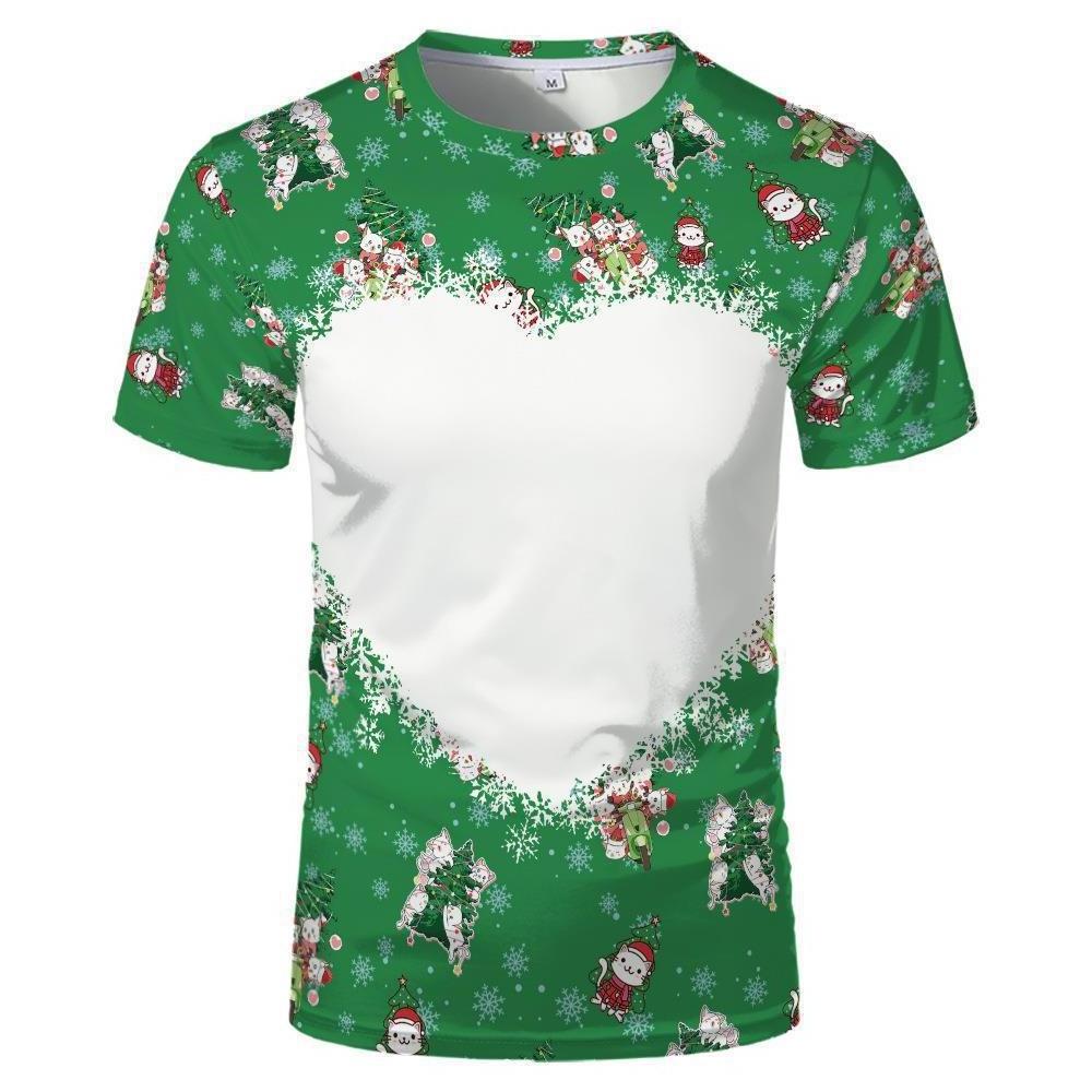 Drop Shipping Custom Sublimation Bleached T Shirts Sublimation Christmas T Shirt For Men Unisex