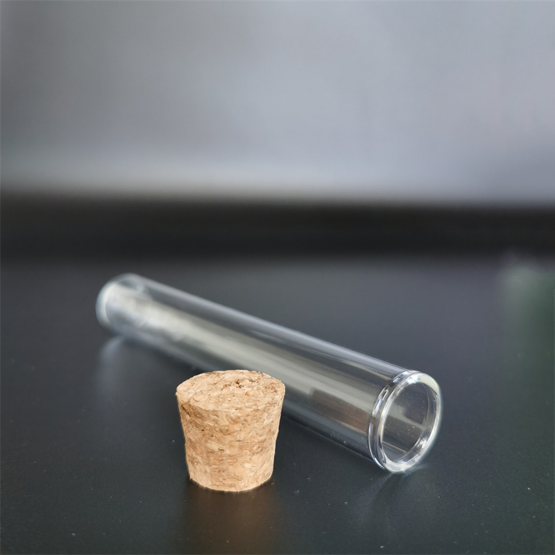 Flat Bottom Transparent Glass Test Tube with Cork Borosilicate Glass Pipe