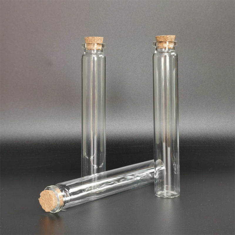 Flat Bottom Transparent Glass Test Tube with Cork Borosilicate Glass Pipe