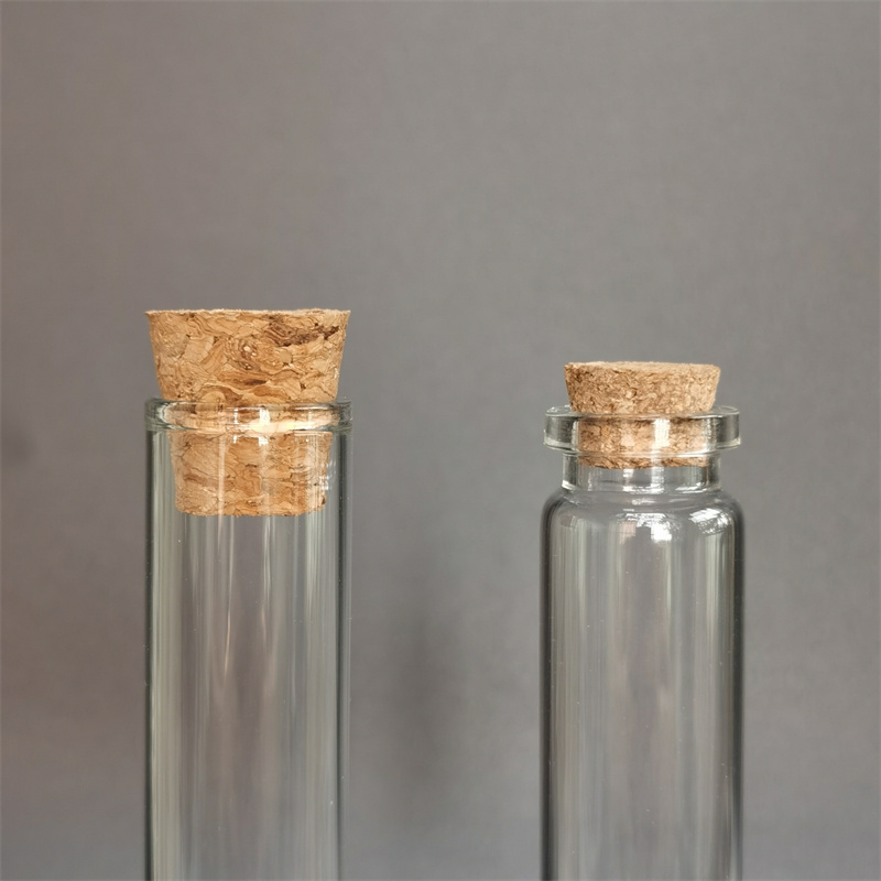 Flat Bottom Transparent Glass Test Tube with Cork Borosilicate Glass Pipe