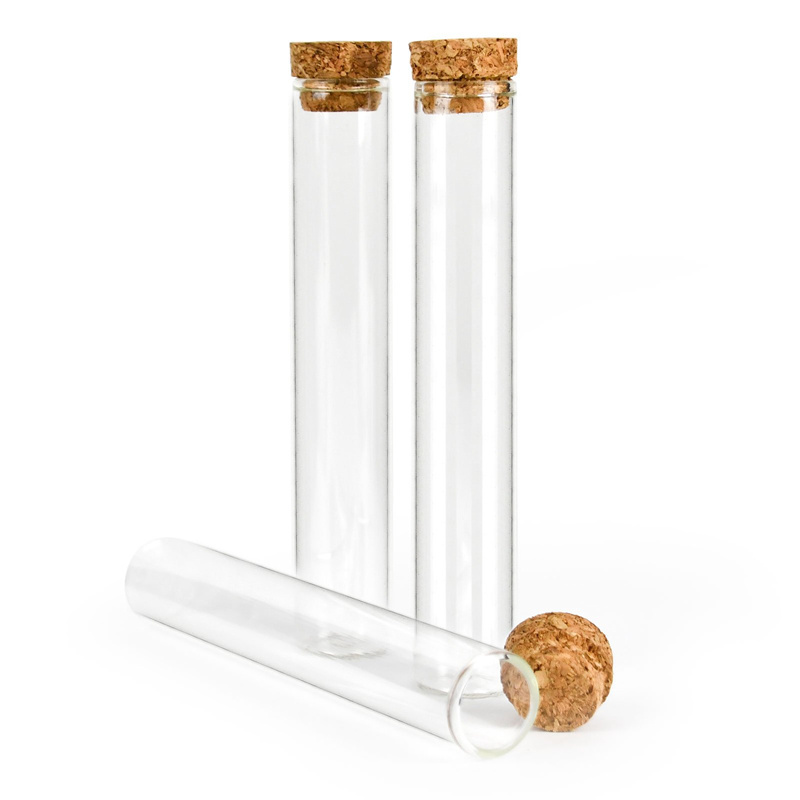 Custom 120mm Borosilicate Flat Bottom Glass Test Tubes with Cork Stopper