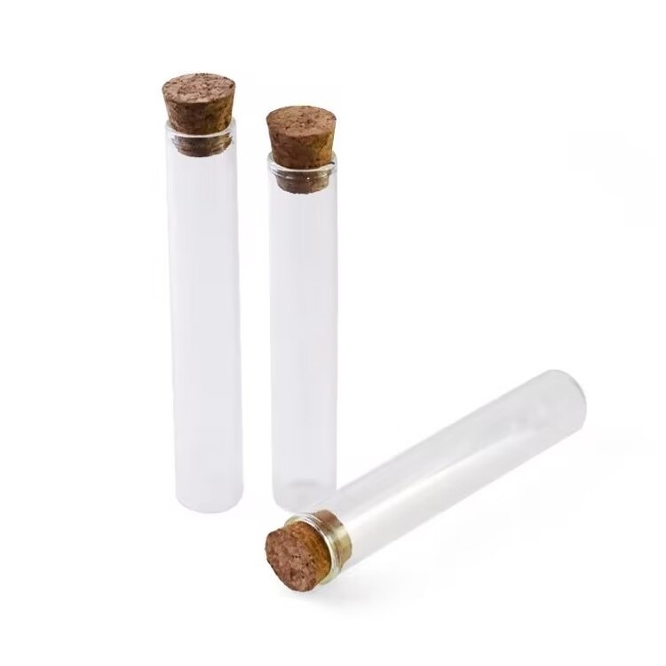 Hot Sale Diameter 20mm Clear Glass Tube Container with Cork Lid