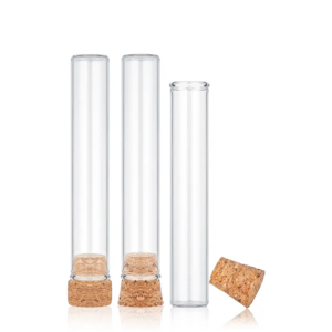 Wholesale Custom Size Glass Tube Vials Bamboo Lid Empty Glass Test Tube with Cork Lid