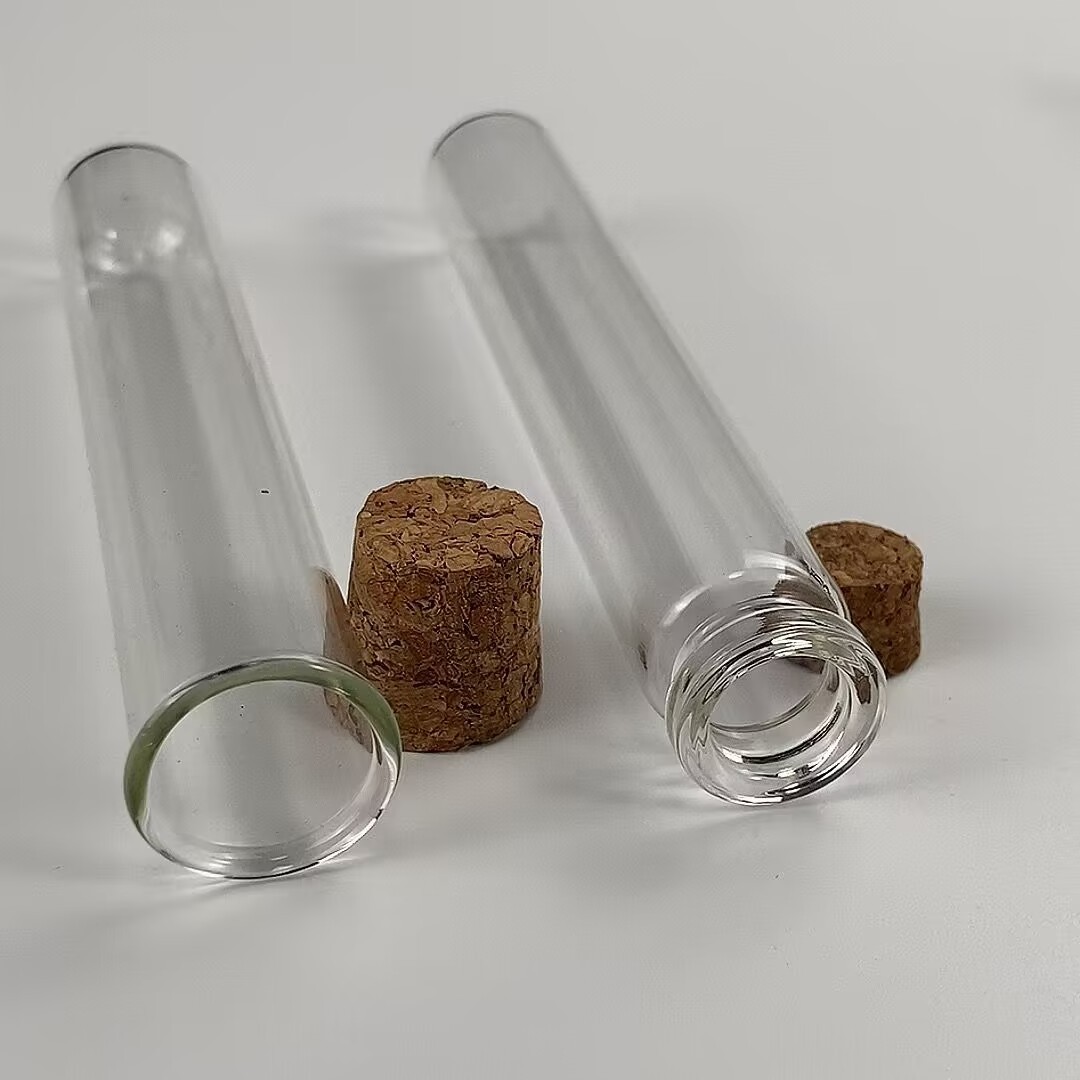 Wholesale Custom Size Glass Tube Vials Bamboo Lid Empty Glass Test Tube with Cork Lid