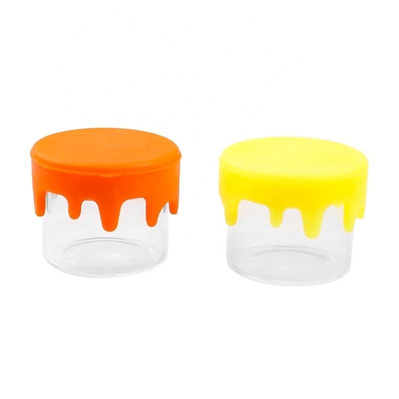 6ml  5ml 10ml Airtight Smell Proof Jar Silicone Wax Oil Concentrate Glass Container with Small Silicone  lid