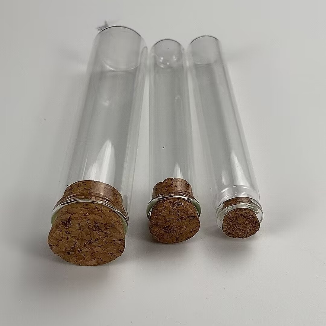 Wholesale Custom Size Glass Tube Vials Bamboo Lid Empty Glass Test Tube with Cork Lid