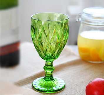 Wholesale Glassware Embossed Vintage Transparent Goblet Wine Glass Goblets