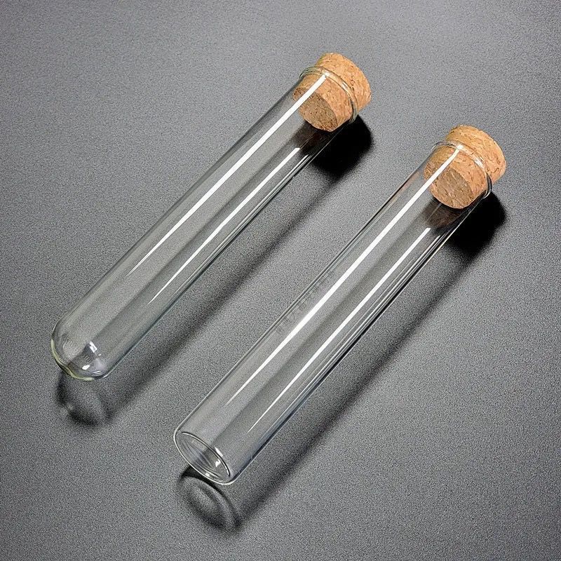 Wholesale Custom Size Glass Tube Vials Bamboo Lid Empty Glass Test Tube with Cork Lid