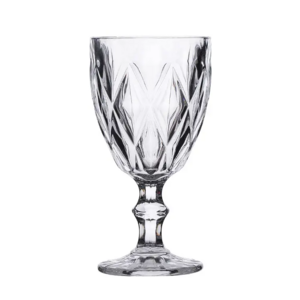 Wholesale Glassware Embossed Vintage Transparent Goblet Wine Glass Goblets