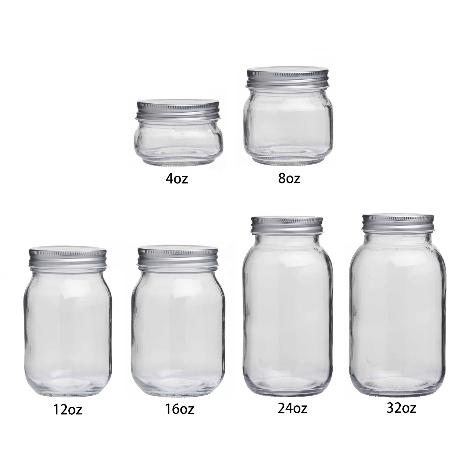 Custom Embossed Logo 16oz Empty Glass Mason Storage Jar with Seal Lid