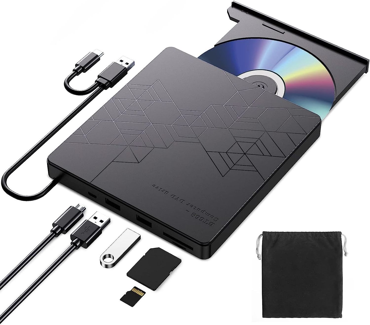 External CD Drive USB 3.0 HUB Portable CD/Dvd +/-Rw Optical Drive Slim DVD Rom Rewriter Burner For Laptop Desktop PC