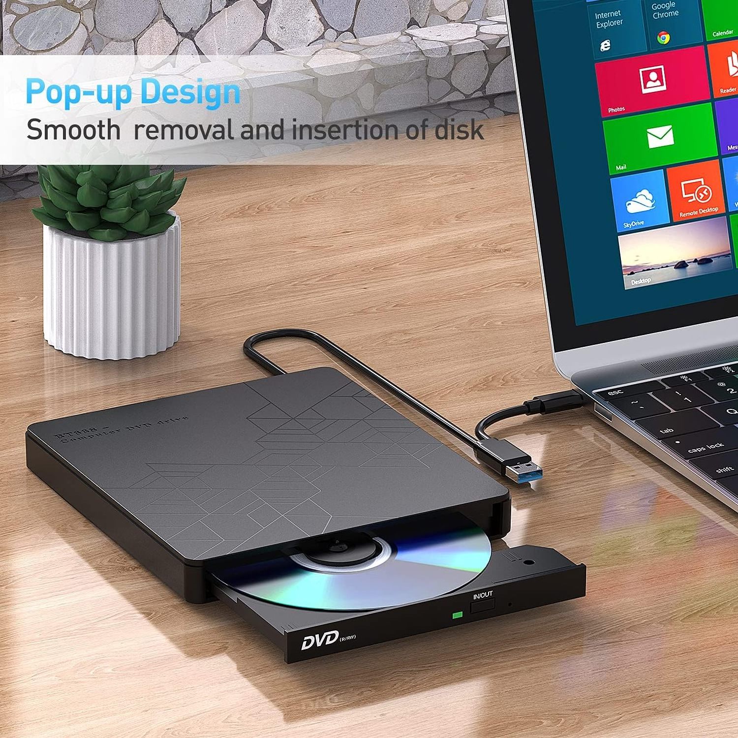 External CD Drive USB 3.0 HUB Portable CD/Dvd +/-Rw Optical Drive Slim DVD Rom Rewriter Burner For Laptop Desktop PC