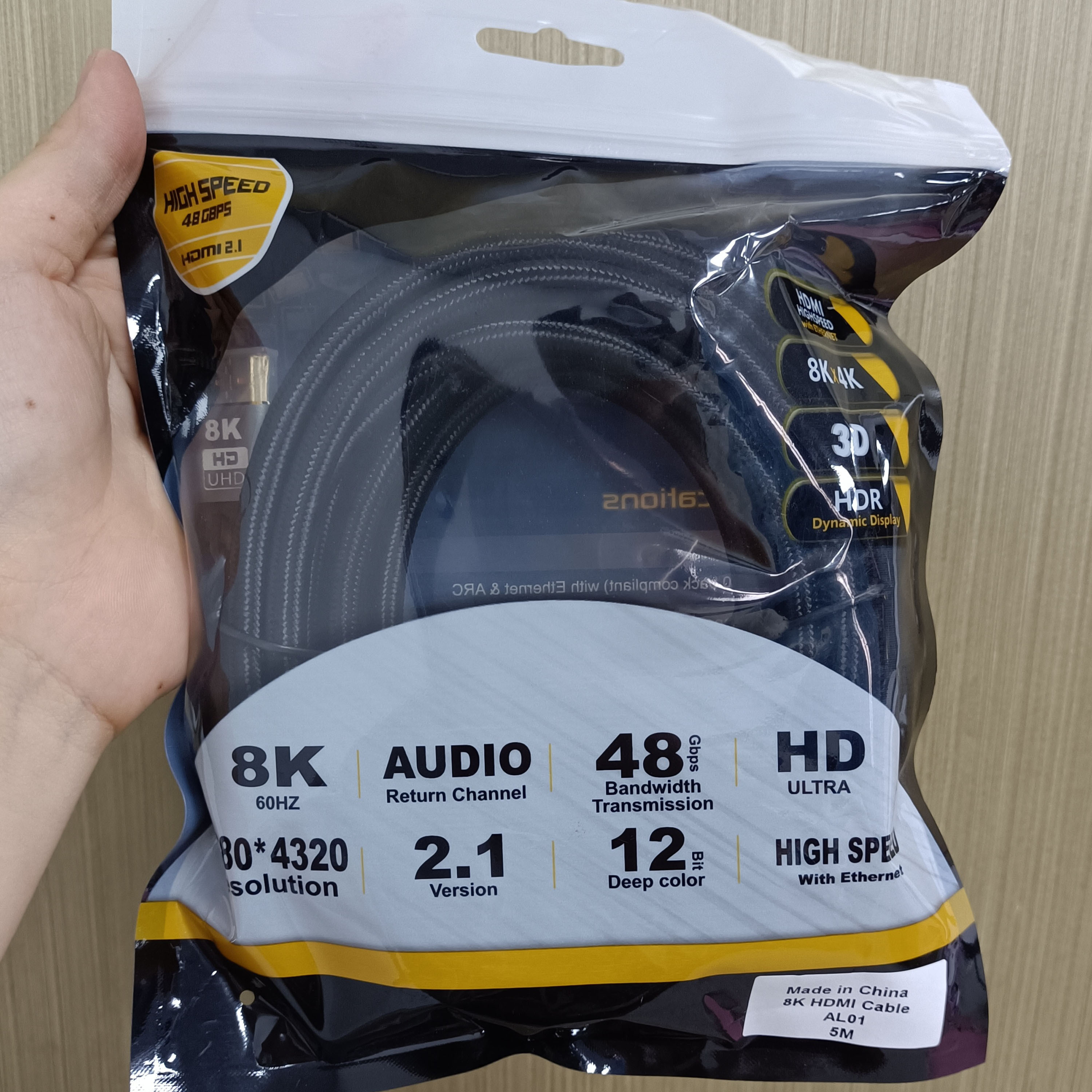 Pass ATC test HDMI2.1 Gold Plated Metal Kabel Movil a Tv Wire Cords Cabo HD Cavo Support 2.1 OEM 4K 120Hz 8K 60hz To HDMi Cable