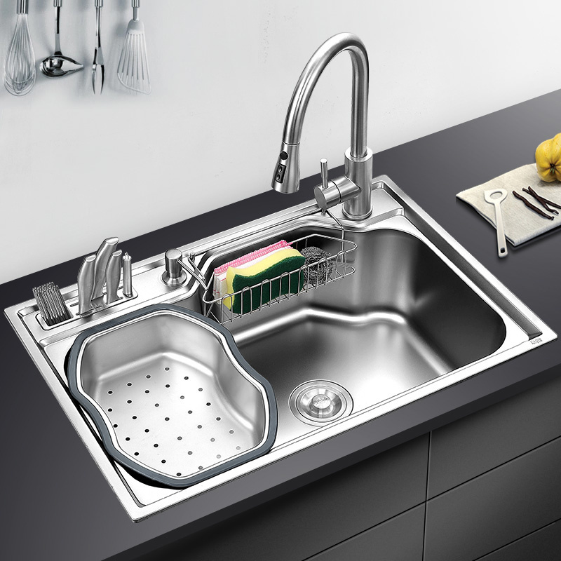 kitchen sink above counter or udermount sinks vegetable washing basin stainless steel single bowl 1.2mm thickness sinks kitchen