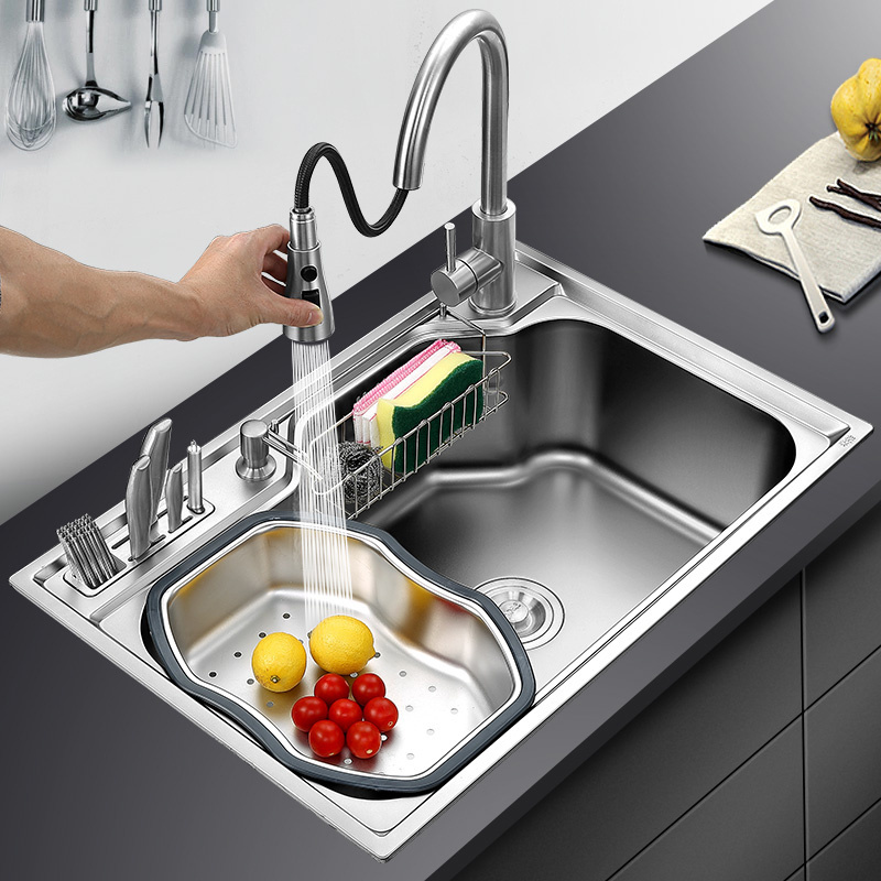 kitchen sink above counter or udermount sinks vegetable washing basin stainless steel single bowl 1.2mm thickness sinks kitchen