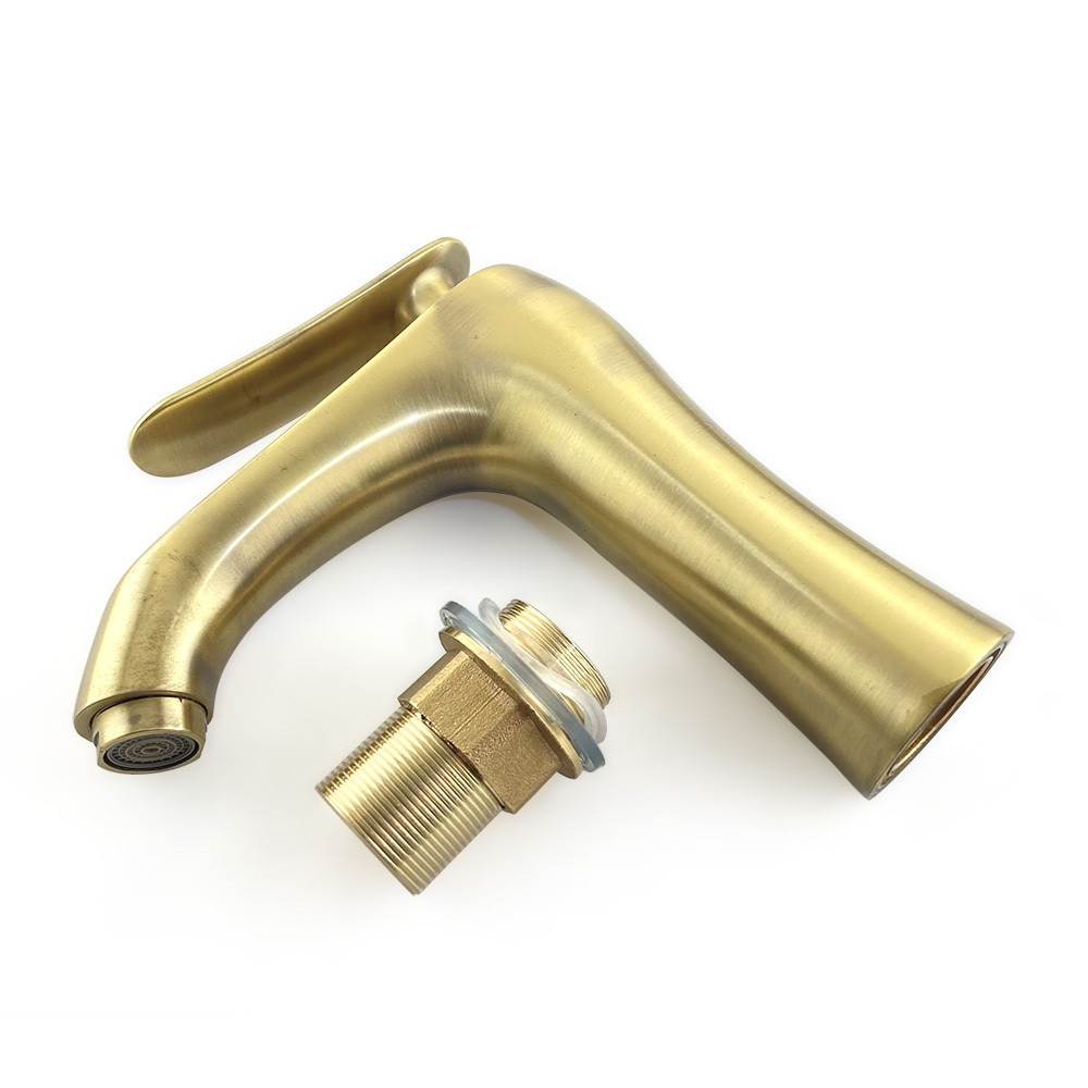 luxury single lever high-end brushed gold centerset bathroom faucet Brass contemporary faucets and waterfall basin taps