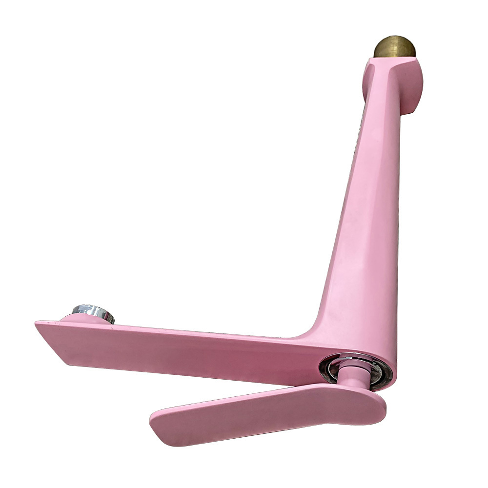 Brass luxury matte pink hot cold wash water mixer bathroom water tap faucet with tall body