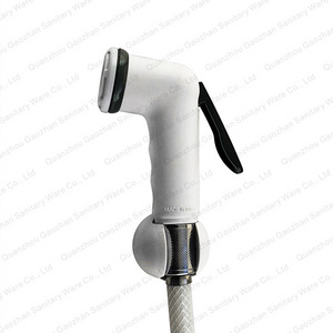 Middle East market White PP ABS Handheld Plastic Bidet Sprayer Shattaf with PVC Shower Hose and holder Shattaf Set