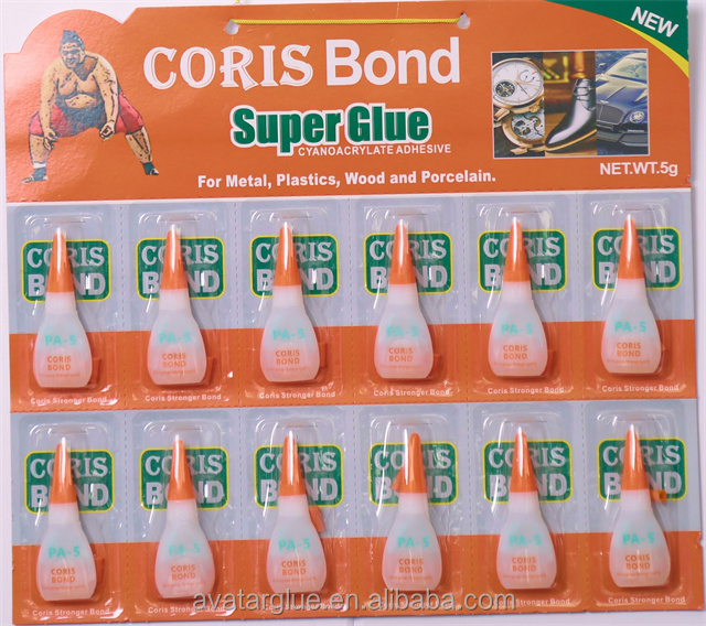 Factory hot sale 12pcs/card pe bottle packaging 5g super glue