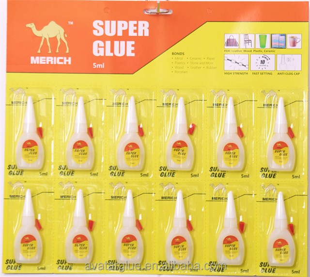 Factory hot sale 12pcs/card pe bottle packaging 5g super glue