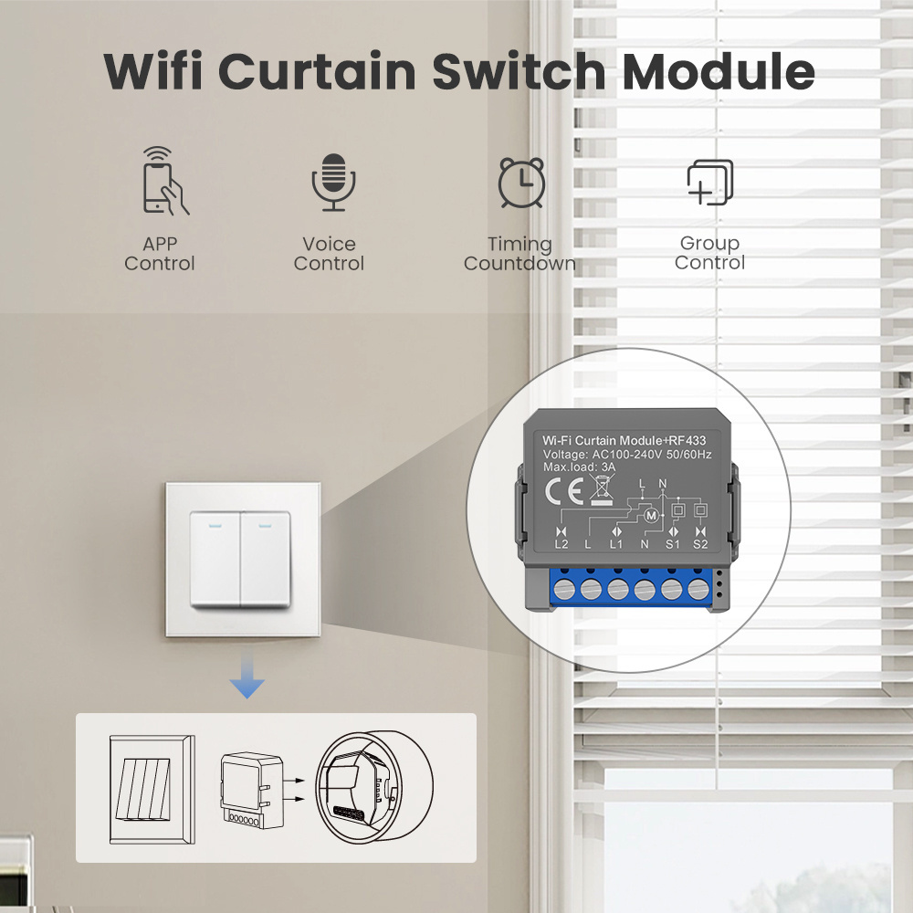 Avatto Tuya Wifi Smart DIY Curtain Switch Module Wifi Relay Switch with Tuya 1 Gang Curtain Smart Switch