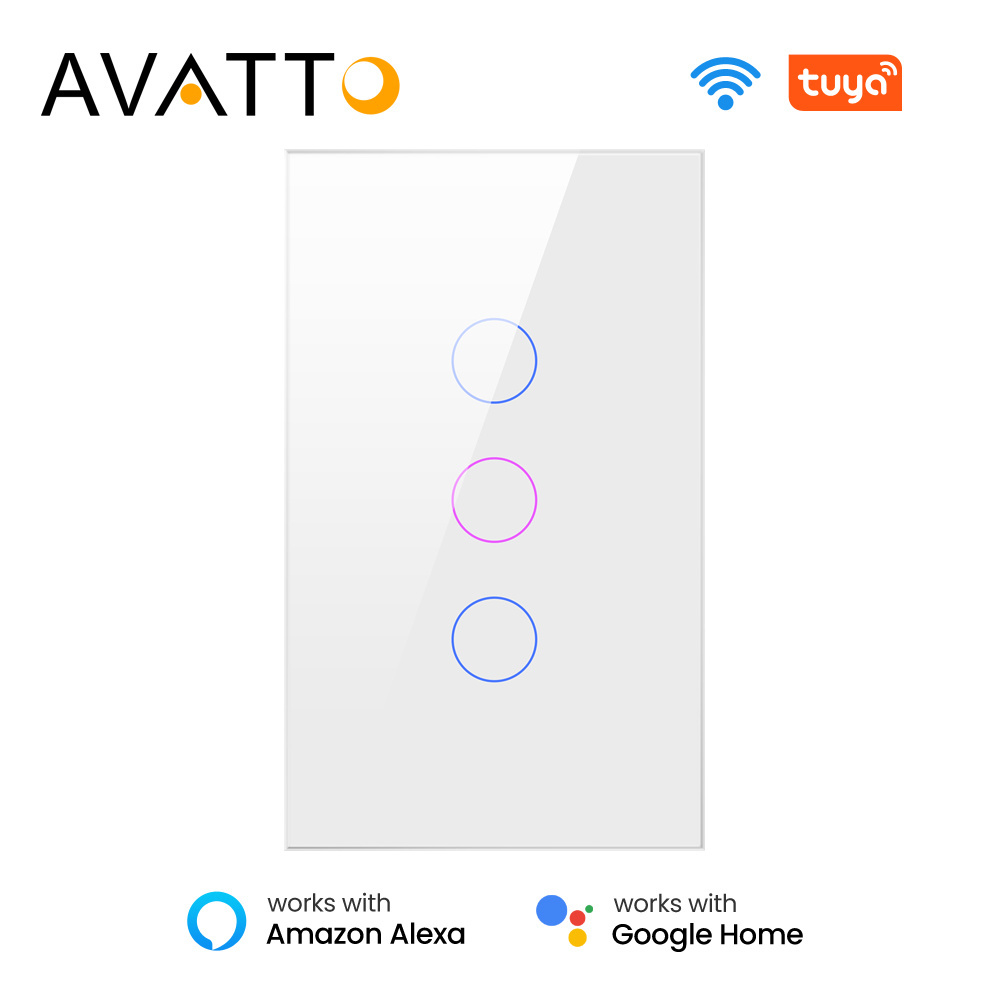 Avatto Smart Zigbee Wall Light Switch LED Light Touch Switch Glass Electrical Wireless 1/2/3/4 Way Zigbee Smart Switch