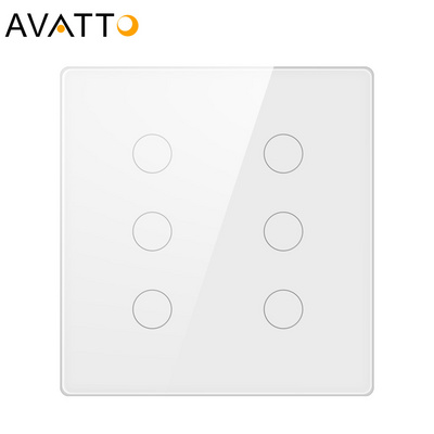 Avatto 4x4 Brazil Tuya Smart Wifi Touch Light Wall Switch 4 / 6 Gang Wi-Fi Smart Light Switch Work With Alexa