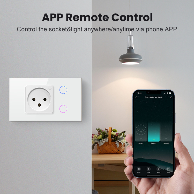 Avatto Wifi 2 Gang Smart Home Wall Plugs And Switch Socket Smart Tuya Israel Standard Sockets And Switch