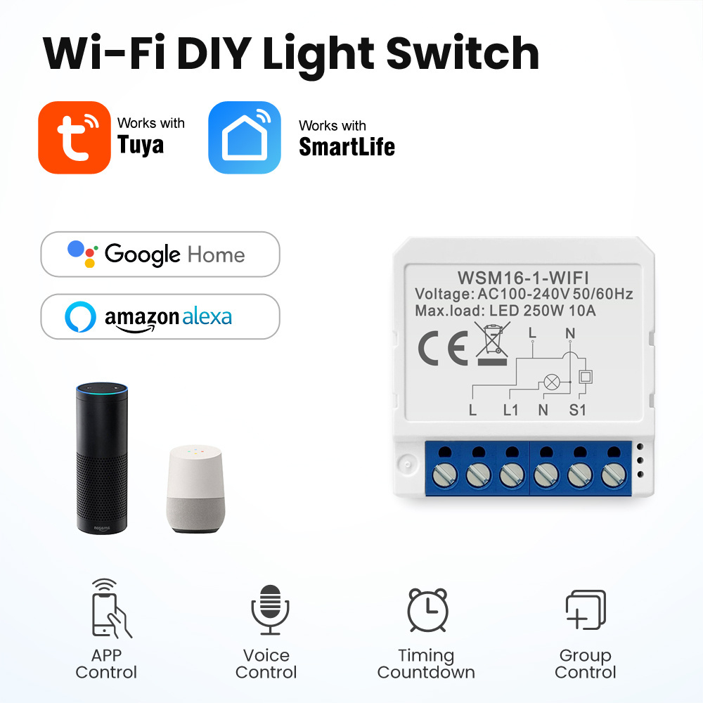 Tuya 10a Mini Wifi Switch 4 Gang Control Timer Switches Relay Automation Modules Smart Life Work With Alexa Google Home Alice