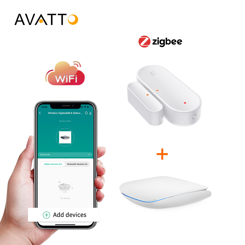 Avatto Tuya Zigbee Intelligent Window Detector Thickness Door Security Smart Life Contact Sensors Alexa Google Smart Door Sensor