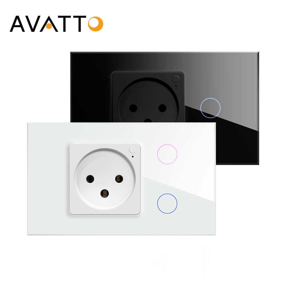 Avatto Wifi 2 Gang Smart Home Wall Plugs And Switch Socket Smart Tuya Israel Standard Sockets And Switch