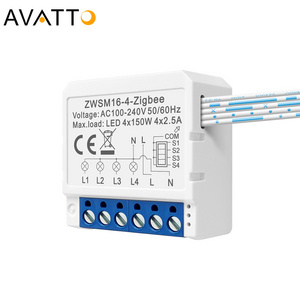 Avatto Mini Zigbee Switch 4 Gang Control Timer Switches Relay Automation Modules Tuya Zigbee 3.0 Switch Module 10a Smart Home