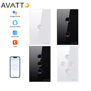 AVATTO CE RoHS 1/2/3/4 Gang US Standard Tuya Alexa Remote Control Light Smart Home Wall Touch Light Wifi Smart Switch