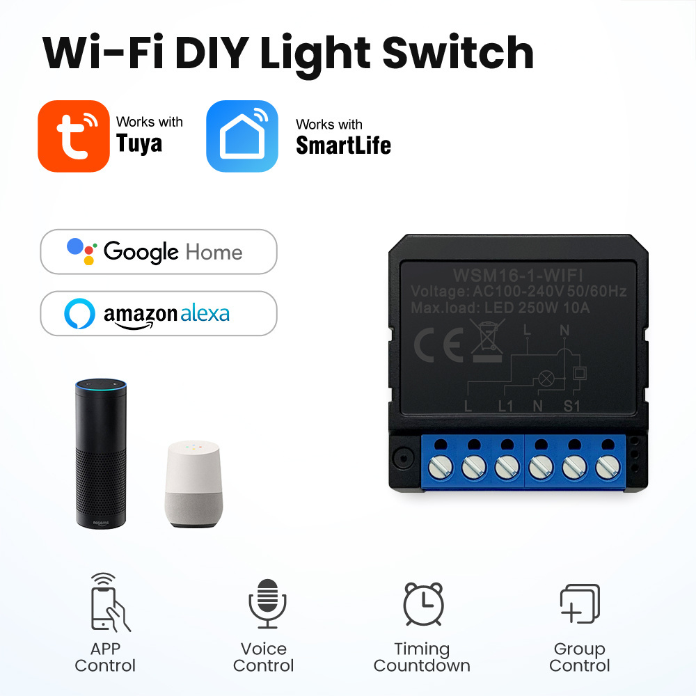 Avatto 1-4 Gang Tuya Smart Home Wireless Wifi Led Light Wall Dimmer Switch Module Control Work With App Alexa Google Home