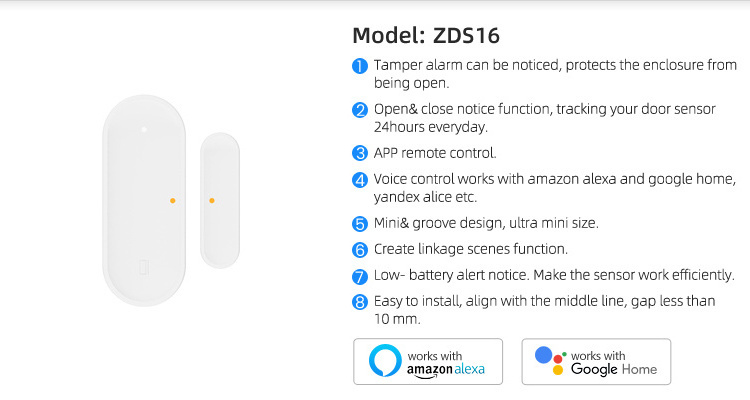 Avatto Tuya Zigbee Intelligent Window Detector Thickness Door Security Smart Life Contact Sensors Alexa Google Smart Door Sensor
