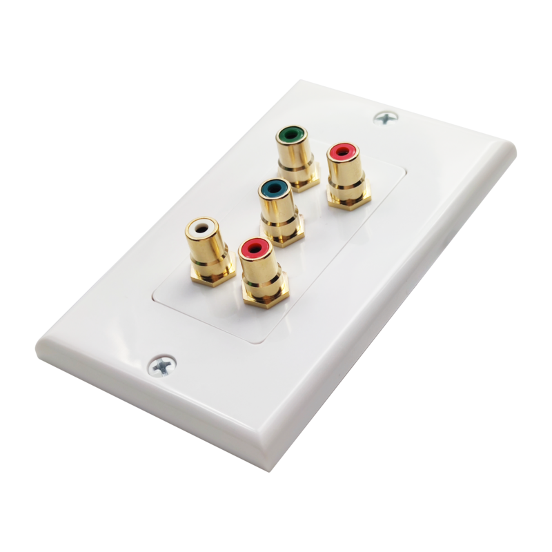 5 RCA Audio Video Wall Plate (RGB + Audio) Wall Plate