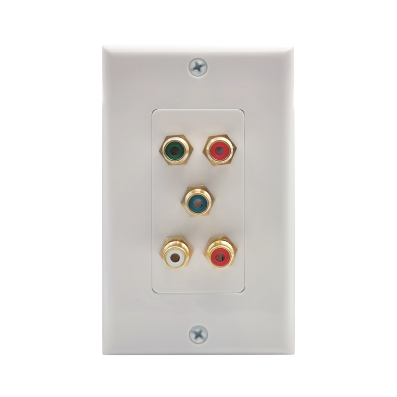 5 RCA Audio Video Wall Plate (RGB + Audio) Wall Plate