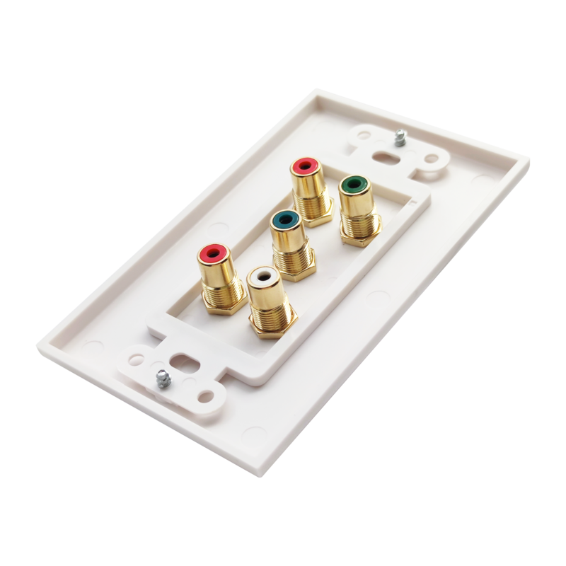 5 RCA Audio Video Wall Plate (RGB + Audio) Wall Plate