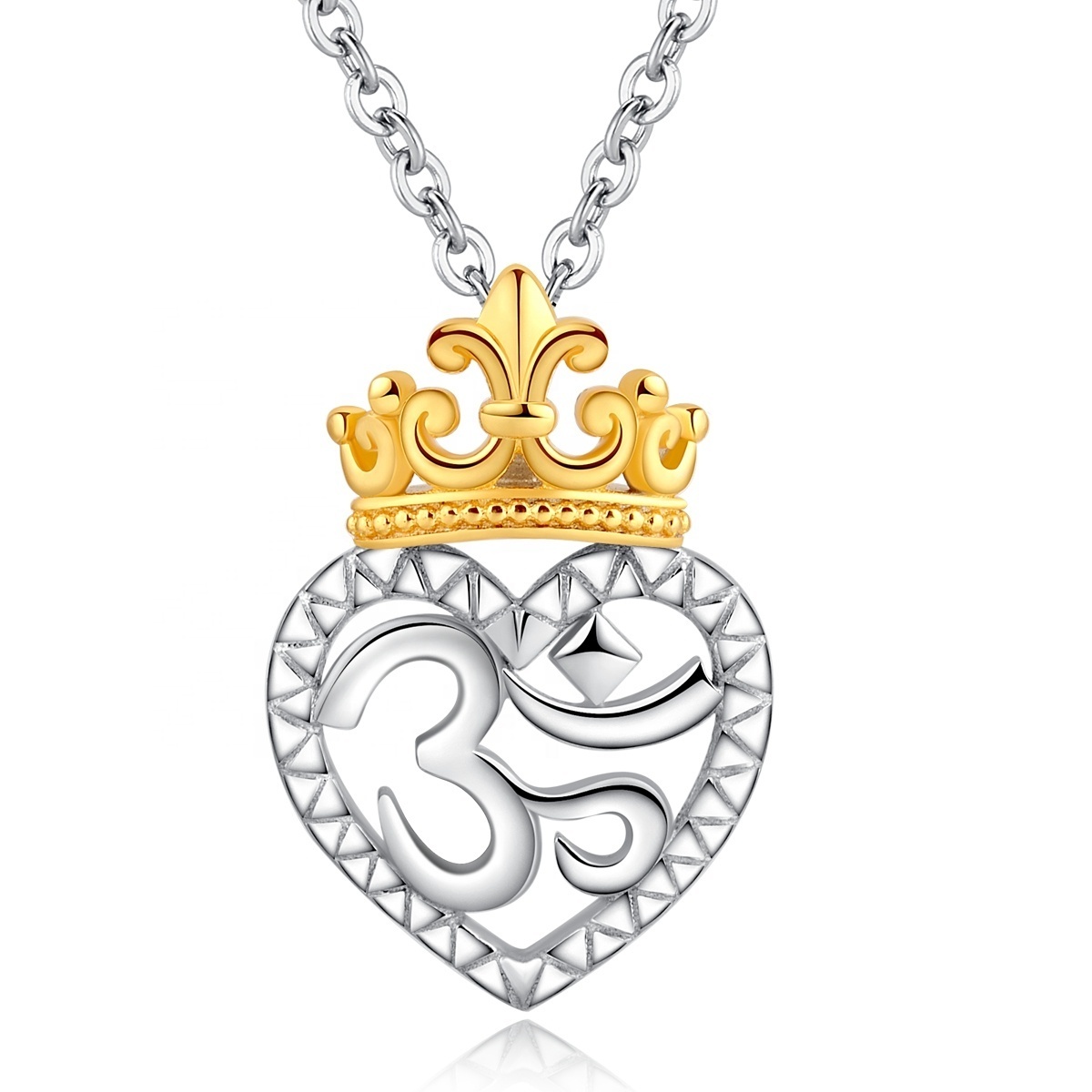 Wholesale Top Fashion 925 sterling silver gold queen crown heart necklace pendant