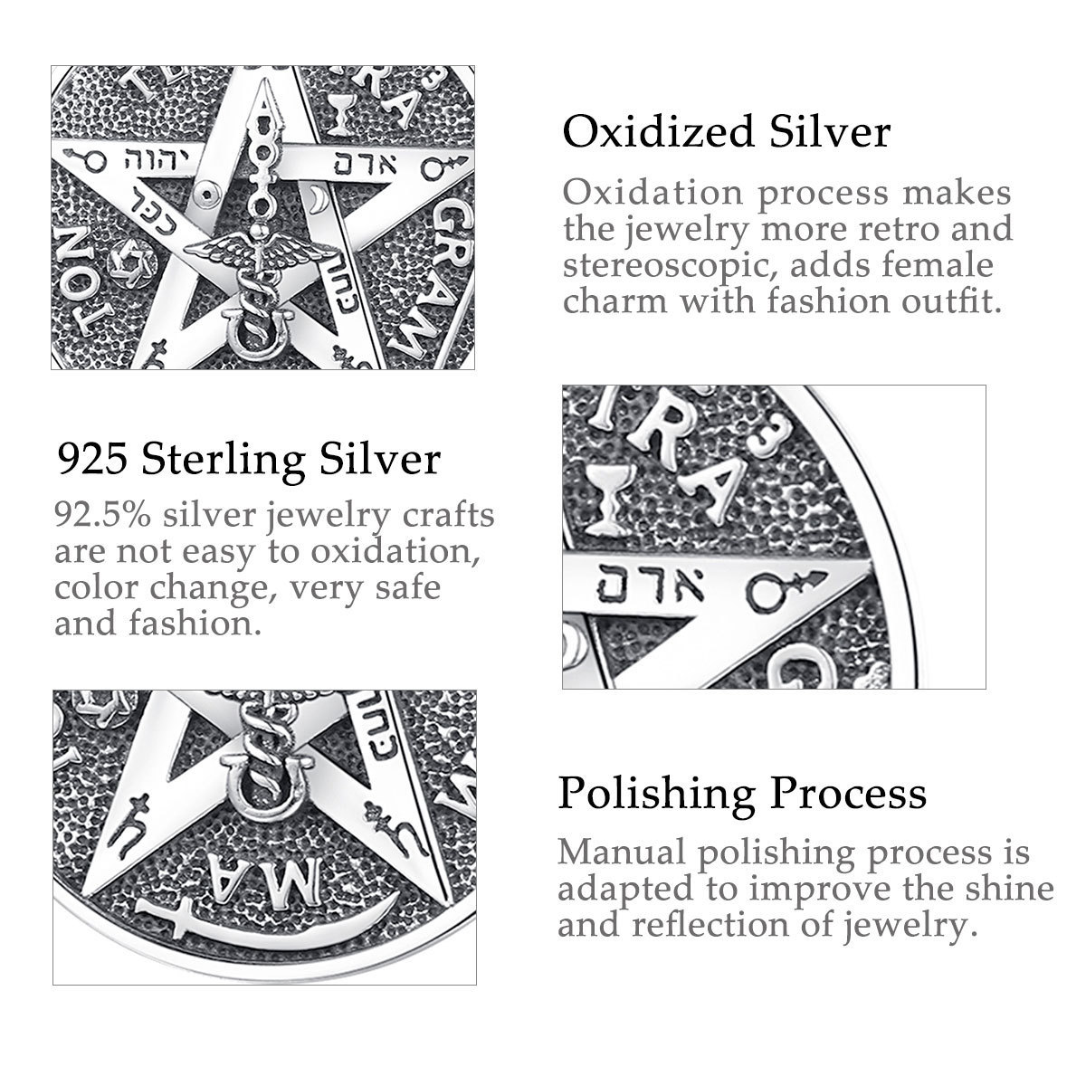 925 Sterling silver wholesale guardian star amulet energy pentagram tetragrammaton necklace