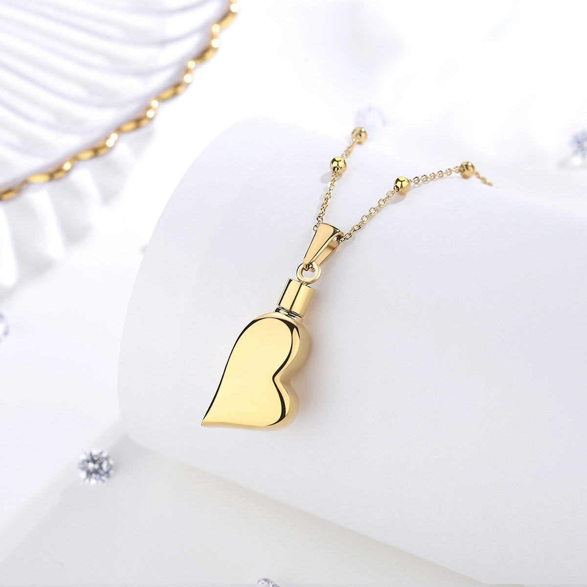 Changda personalized memorial jewelry women dog ash heart pet ashes urn stainless steel cremation necklace