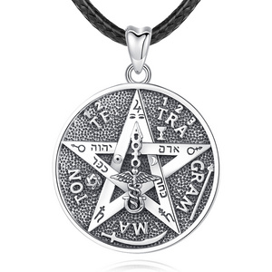 925 Sterling silver wholesale guardian star amulet energy pentagram tetragrammaton necklace