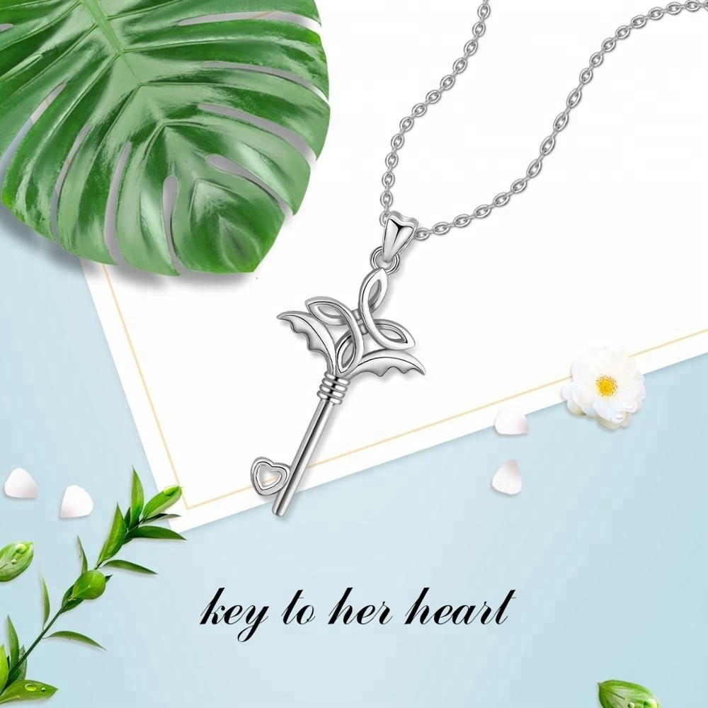 Wholesale Latest Celtic Cross Knot Key to Heart Charm 925 Sterling Silver Pendant for Female