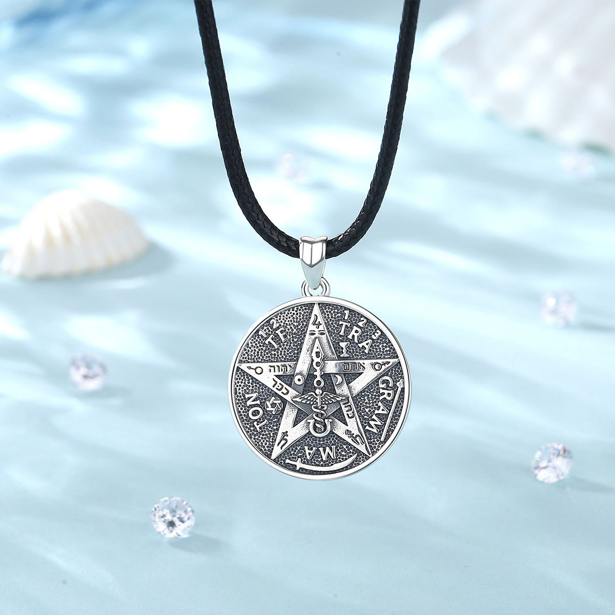 925 Sterling silver wholesale guardian star amulet energy pentagram tetragrammaton necklace