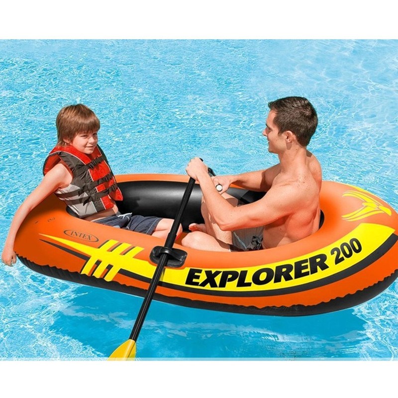 Intex Rowing Boats 58332 BOAT SET Best Family Kayak Party Barge Pontoon Boats For Sale With 2 Paddles Manual Pump Set