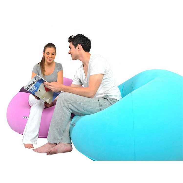 2024 luxury inflatable PVC material flocking sofa chair hot sale inflatable bean bag chairs/lazy inflatable round chair