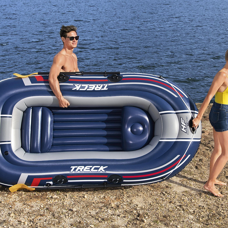 High quality PVC material folding convenient inflatable boat kayak multiple plastic cheap fishing boat 61068