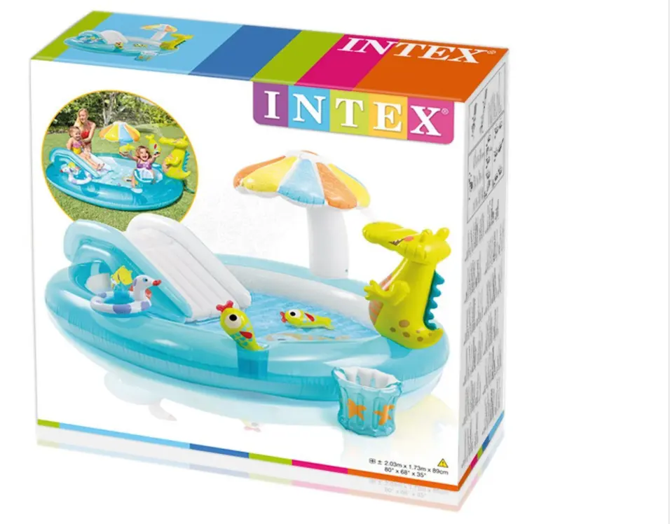 Intex 57165 Gator Play Center Inflatable Children Swimming Pool Slide crocodile spray water backyard inflatable pool water slide