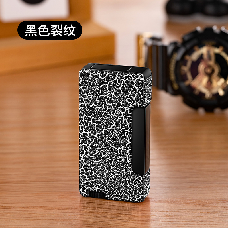 Customized Pressing Metal Oblique Flame Windproof Jet Gas Cigarette  Butane Lighter