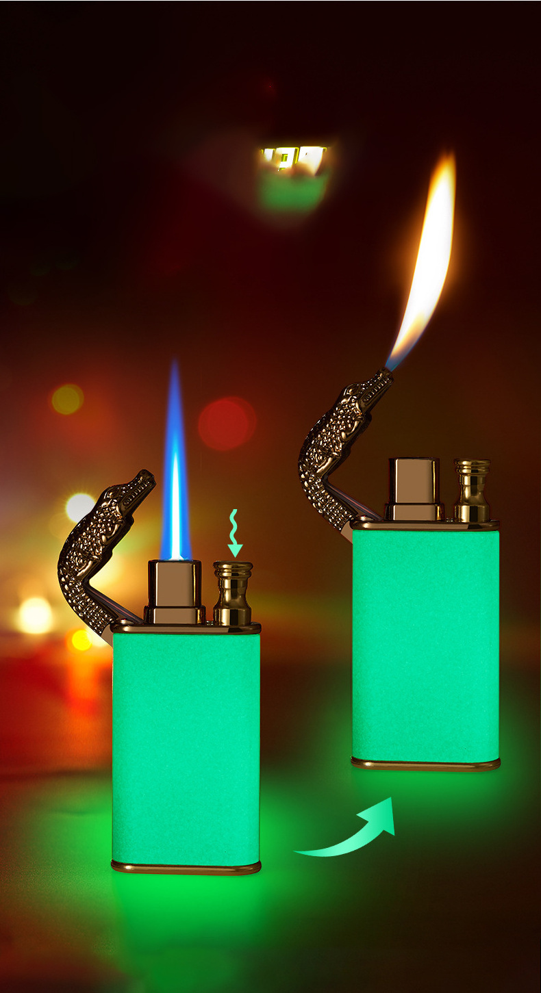 Wholesale Promotional Gift Metal Crocodile Dolphin Butane Windproof Flame Fire Cigarette Gas Lighter